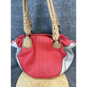 OrYANY Shoulder Bag Womens Large Red Leather Colorblock Slouchy Beige Handles